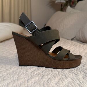 Dark Green Wedge Sandals 4.5” heel
